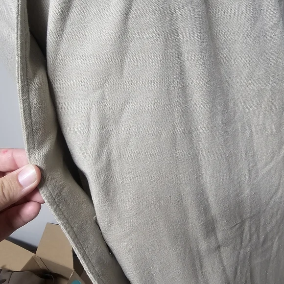 Tash & Sophie Linen Blend Lagenlook Dress Buttons Pockets Cap Sleeves Neutral - Picture 3 of 12